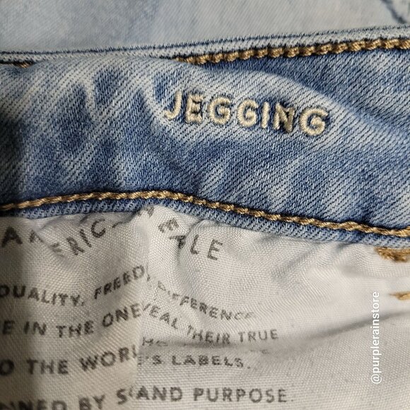 American Eagle Jeans 12 L Jegging Mid Rise Next Level Stretch Medium Light Wash - Picture 5 of 13
